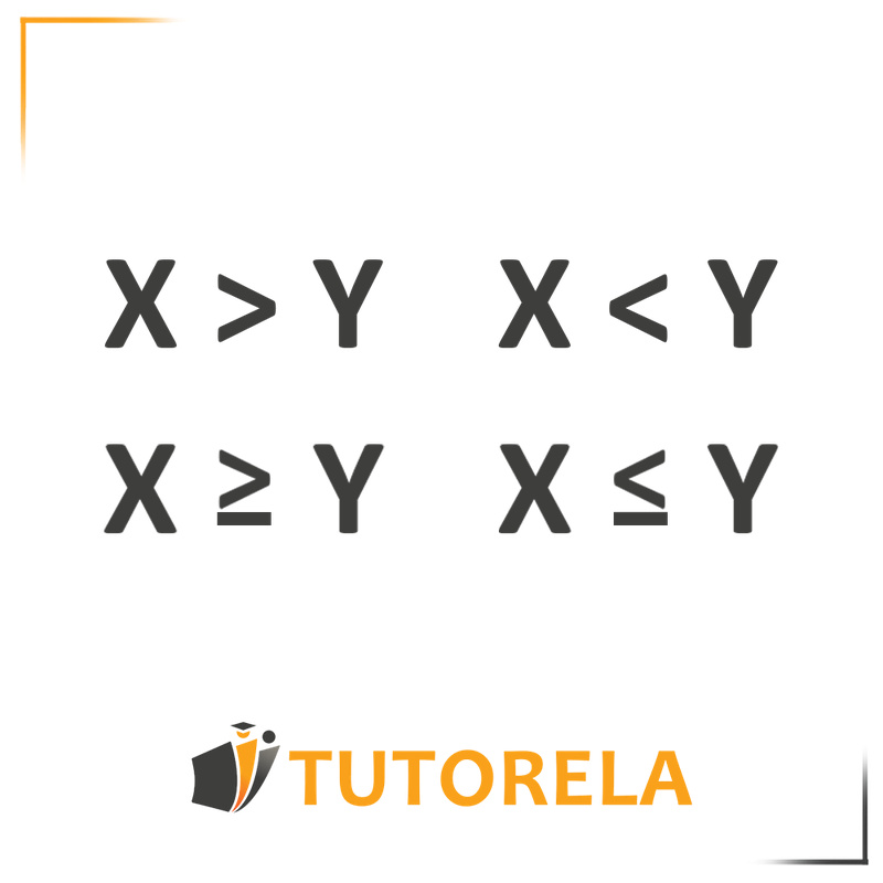 Símbolos de desigualdad matemática: X > Y (mayor que), X < Y (menor que), X ≥ Y (mayor o igual que), y X ≤ Y (menor o igual que). Representación visual para comprender las desigualdades en matemáticas